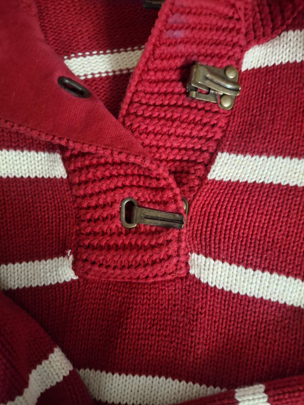 Ralph Lauren Red and White Striped Knit Polo Sweater - Picture 2 of 3